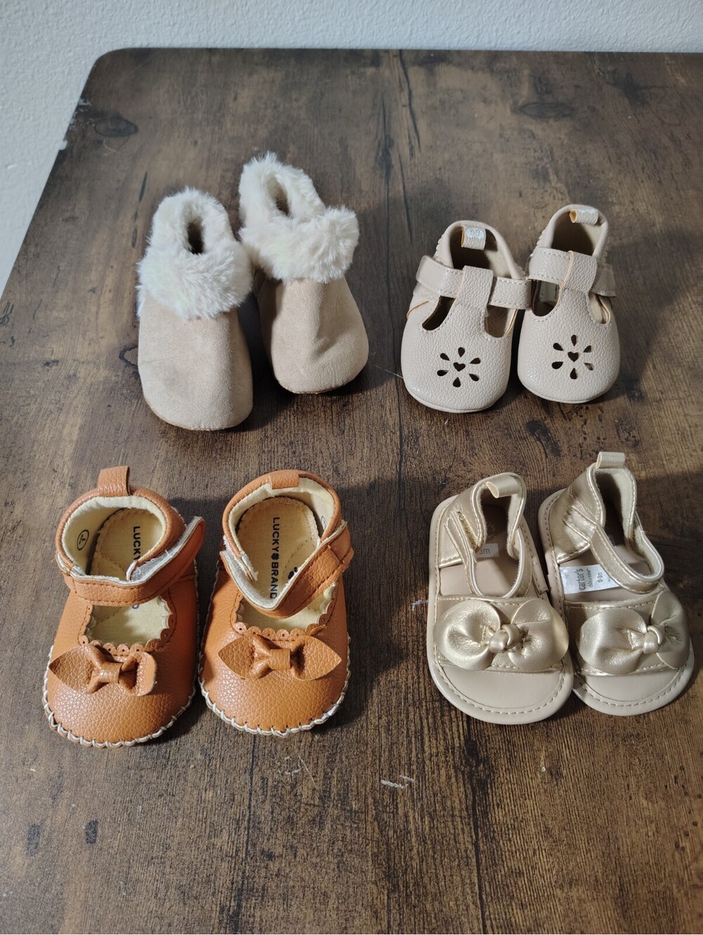 Baby Girl Shoe Lot Size 1 Bundle 4 Pairs Lucky Brand Carters Suede Sherpa